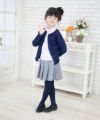 子供服 女の子 綿100％裾フリル音符刺繍カーディガン ネイビー(06) モデル画像3