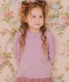 子供服 女の子 襟つき ギャザー パフ＆フリル袖 Tシャツ ピンク(02) モデル画像アップ