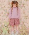 子供服 女の子 襟つき ギャザー パフ＆フリル袖 Tシャツ ピンク(02) モデル画像2