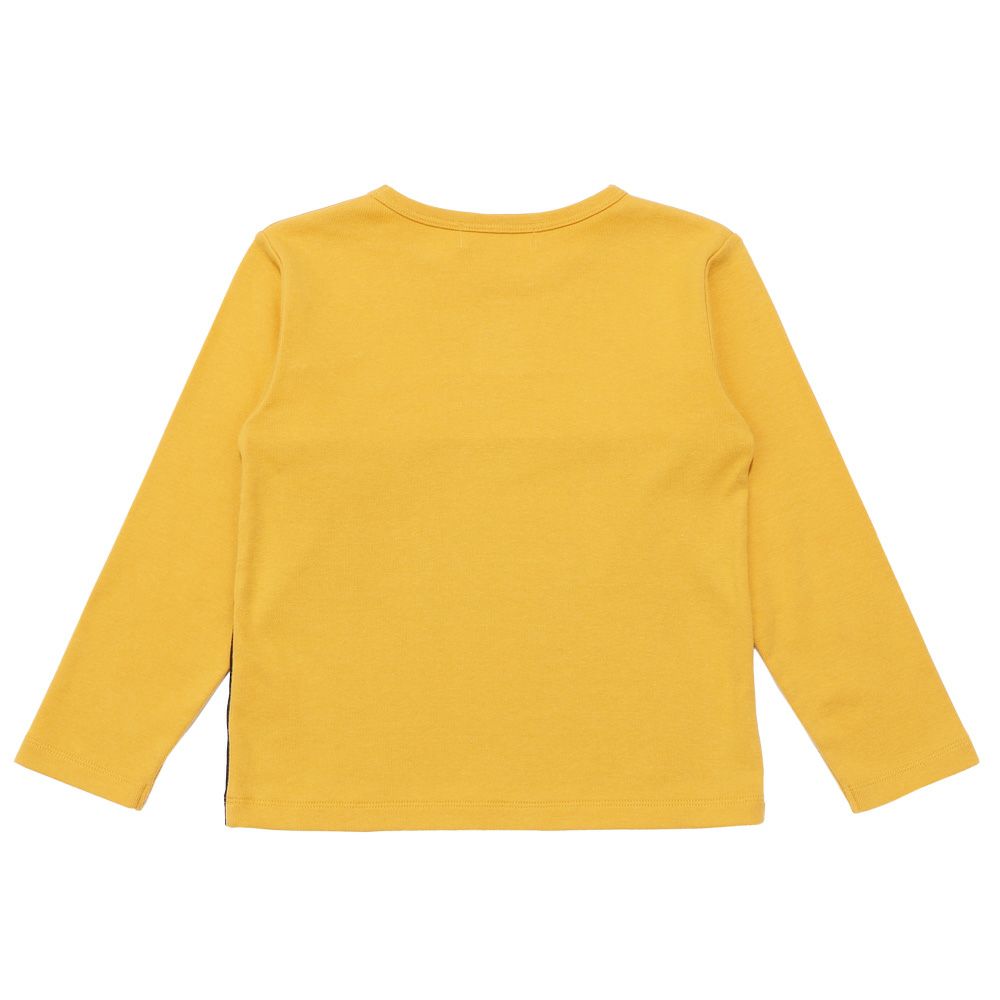 ベビー服 男の子 電車 乗り物 ワッペン 三色切り替え Tシャツ イエロー(04) 背面