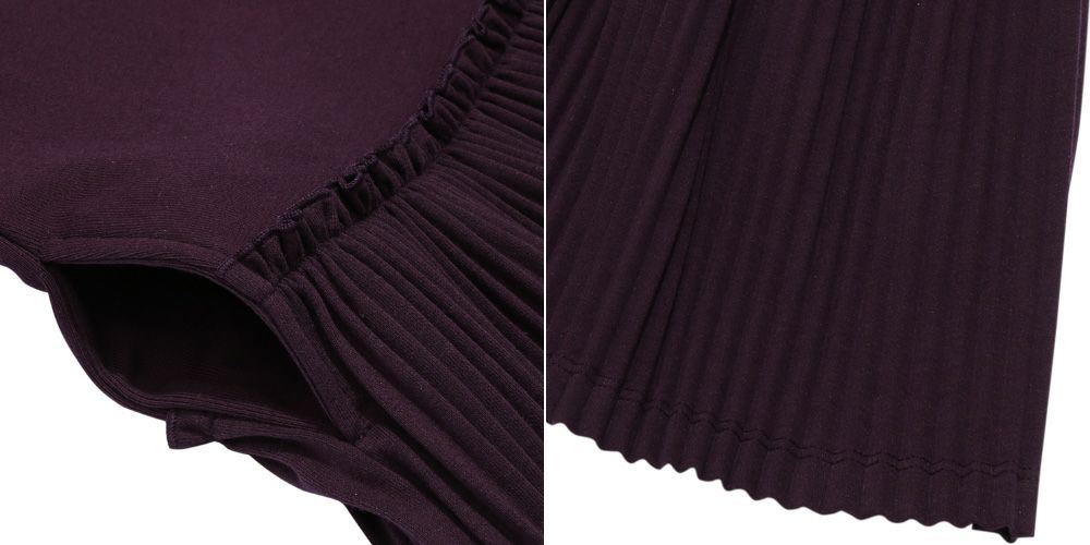 子供服 女の子 リボンつきプリーツワンピース パープル(91) デザインポイント2