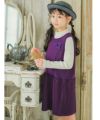 子供服 女の子 リボンつきプリーツワンピース パープル(91) モデル画像1