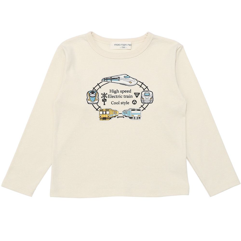 ベビー服 男の子 電車 乗り物ロゴプリントTシャツ オフホワイト(11) 正面