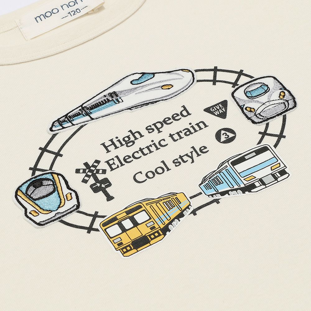 ベビー服 男の子 電車 乗り物ロゴプリントTシャツ オフホワイト(11) デザインポイント1