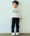 ベビー服 男の子 電車 乗り物ロゴプリントTシャツ オフホワイト(11) モデル画像全身