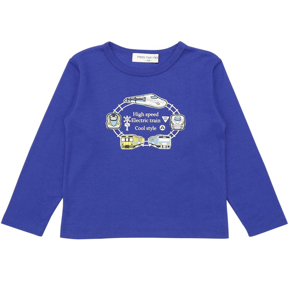 ベビー服 男の子 電車 乗り物ロゴプリントTシャツ ブルー(61) 正面