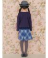 子供服 女の子 バラ お花 ＆ リボン 刺繍 裾フリル Tシャツ ネイビー(06) モデル画像2