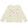子供服 女の子 バラ お花 ＆ リボン 刺繍 裾フリル Tシャツ アイボリー(12) 正面
