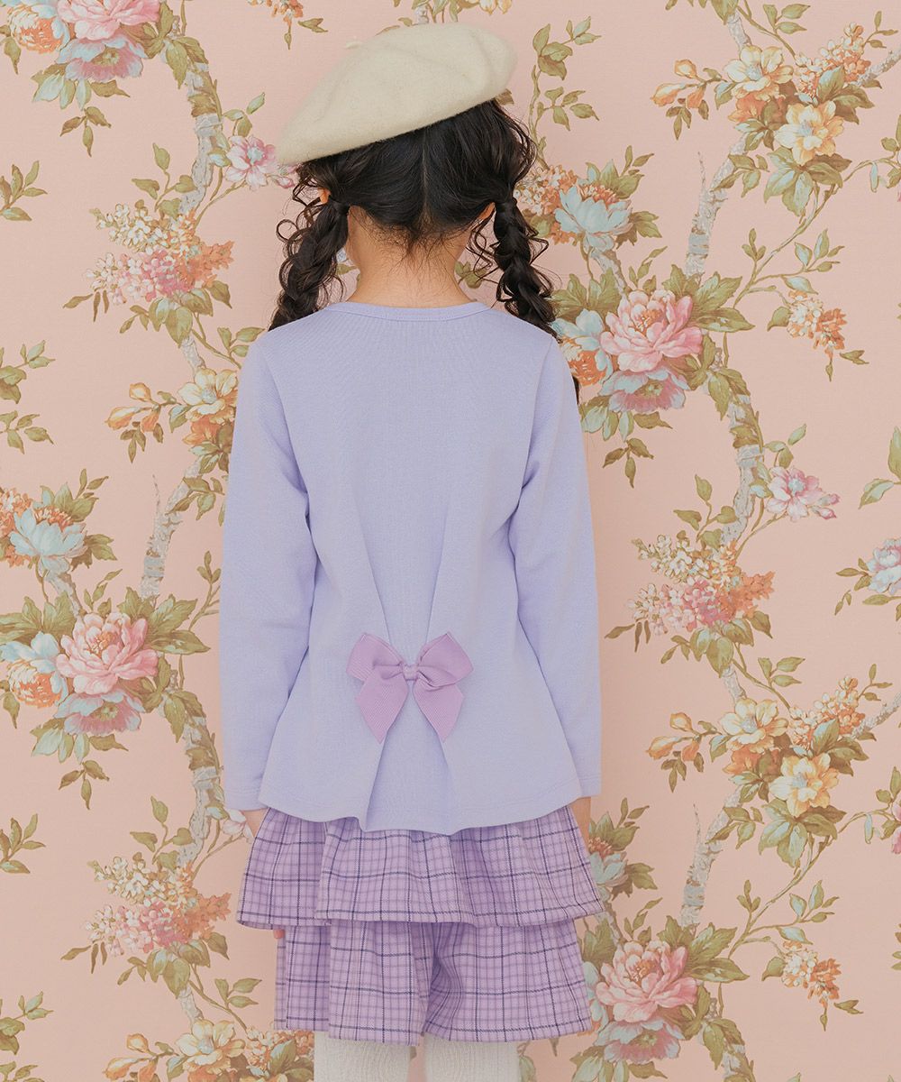 子供服 女の子 楽器 音符 花 刺繍 音楽会 モチーフ 裏毛 トレーナー パープル(91) モデル画像4