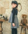 子供服 女の子 千鳥柄＆チェック柄 重ね着風 ペプラムTシャツ ブラック(00) モデル画像1