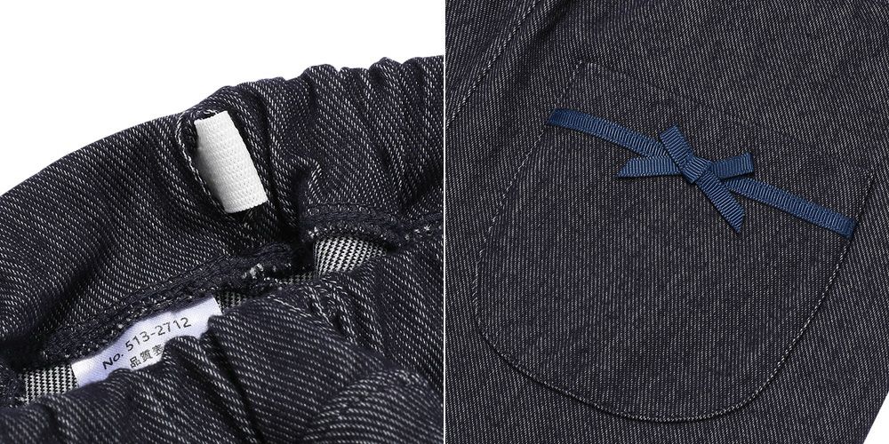 ベビー服 女の子  音符 刺繍 デニムニット 10分丈 ストレッチパンツ ネイビー(06) デザインポイント2