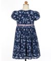 子供服 女の子 オリジナル 花柄 チューリップ袖 ワンピース ネイビー(06) トルソー背面