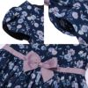 子供服 女の子 オリジナル 花柄 チューリップ袖 ワンピース ネイビー(06) デザインポイント1