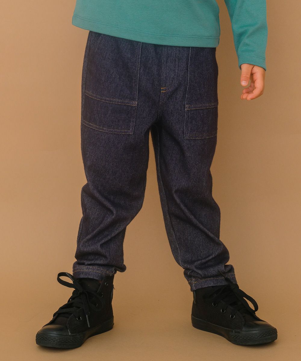 ベビー服 男の子 乗り物 ロゴ ワッペンつき ストレッチ デニム パンツ