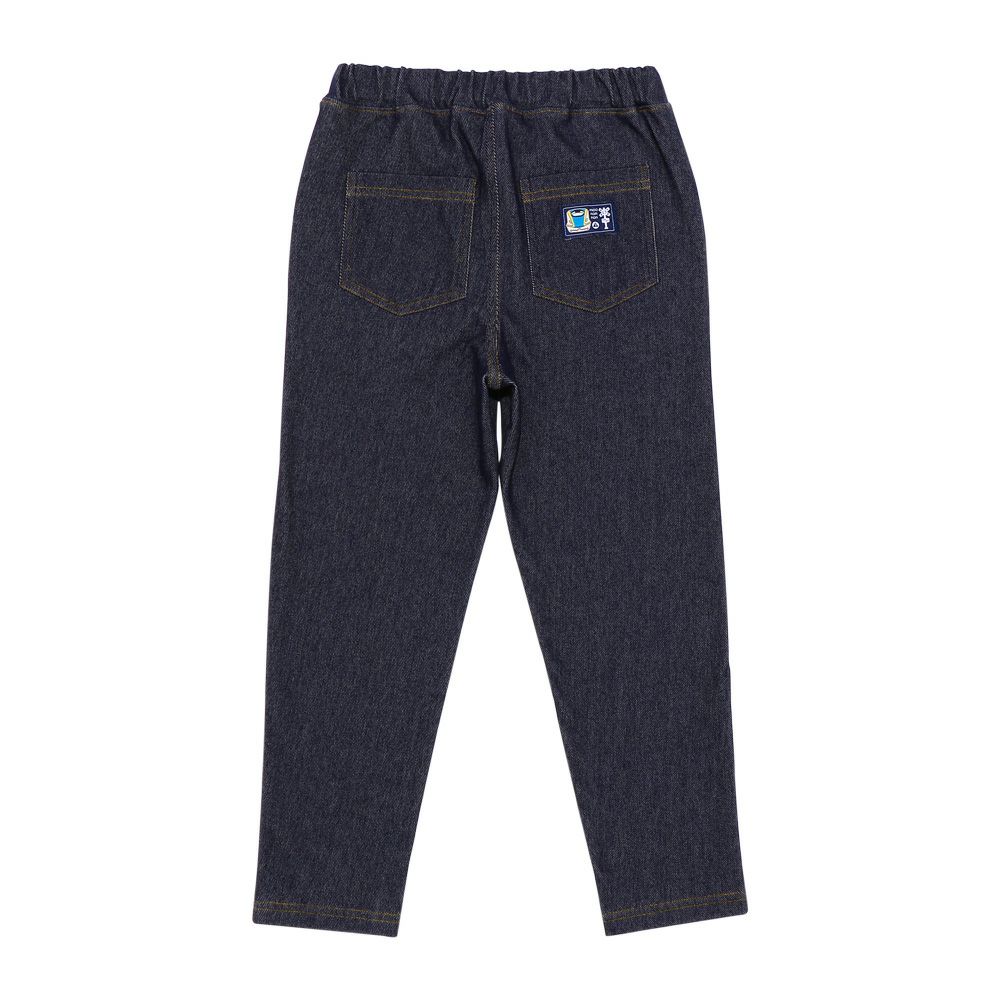 ベビー服 男の子 乗り物 ロゴ ワッペンつき ストレッチ デニム パンツ ネイビー(06) 背面