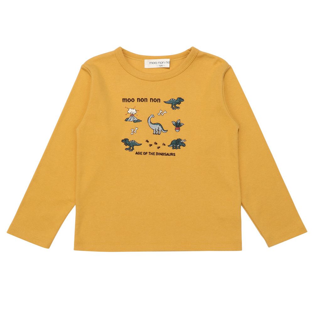 ベビー服 男の子 ロゴ 恐竜 刺繍 くすみカラー かっこいい おしゃれ ティーシャツ トドラー キッズ イエロー(04) 正面