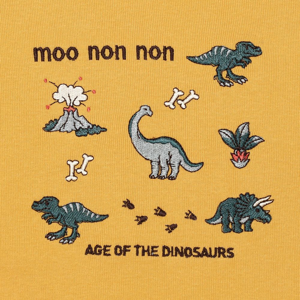 ベビー服 男の子 ロゴ 恐竜 刺繍 くすみカラー かっこいい おしゃれ ティーシャツ トドラー キッズ イエロー(04) デザインポイント1