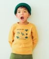 ベビー服 男の子 ロゴ ＆ 恐竜 刺繍 デザイン Tシャツ イエロー(04) モデル画像アップ