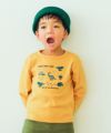 ベビー服 男の子 ロゴ ＆ 恐竜 刺繍 デザイン Tシャツ イエロー(04) モデル画像アップ