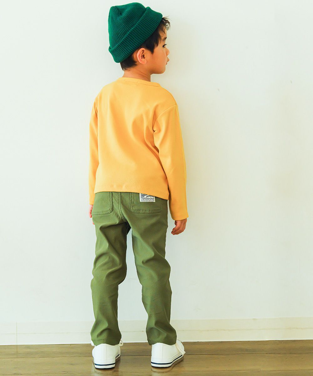 ベビー服 男の子 ロゴ 恐竜 刺繍 くすみカラー かっこいい おしゃれ ティーシャツ トドラー キッズ イエロー(04) モデル画像2