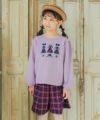 子供服 女の子 オリジナルチェック柄 飾りボタン キュロットパンツ ネイビー(06) モデル画像1