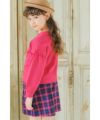 子供服 女の子 オリジナルチェック柄 飾りボタン キュロットパンツ ネイビー(06) モデル画像3
