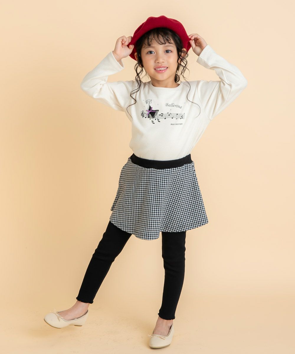 ベビー服 女の子 千鳥柄 10分丈 スカッツ ホワイト×ブラック(10) モデル画像3