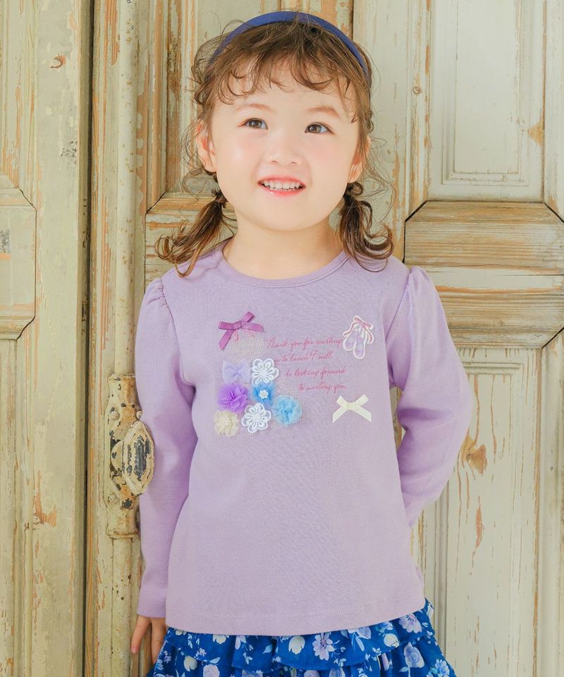 子供服 女の子 フォーマルドレス刺繍 ロゴTシャツ