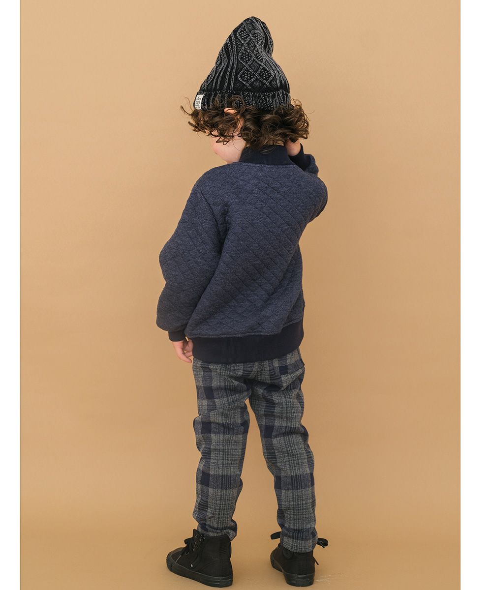 ベビー服 男の子 チェック柄10分丈パンツ　杢グレー　モデル5