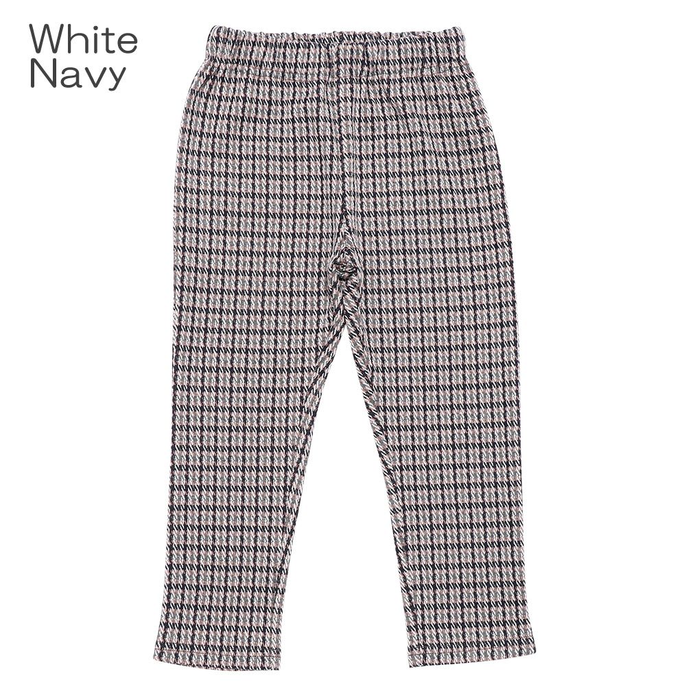 ベビー服 男の子 チェック柄10分丈パンツ　紺×白　前