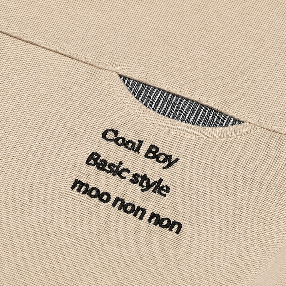 子供服 男の子 裾フェイクレイヤード ロゴプリントTシャツ ベージュ(51) デザインポイント1