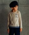 子供服 男の子 裾フェイクレイヤード ロゴプリントTシャツ ベージュ(51) モデル画像アップ