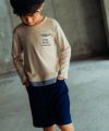 子供服 男の子 裾フェイクレイヤード ロゴプリントTシャツ ベージュ(51) モデル画像3