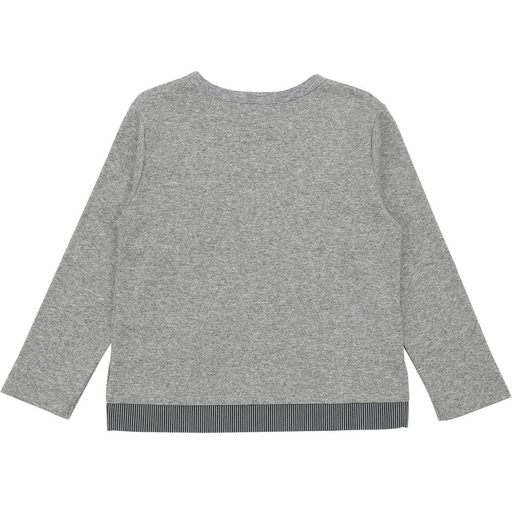 子供服 男の子 裾フェイクレイヤード ロゴプリントTシャツ 杢ｸﾞﾚｰ(92) 背面