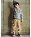 子供服 男の子 裾フェイクレイヤード ロゴプリントTシャツ 杢ｸﾞﾚｰ(92) モデル画像3