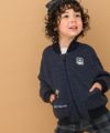 ベビー服 男の子 電車乗り物ワッペン キルティング　パーカージャケット ネイビー(06) モデル画像1