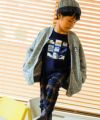 ベビー服 男の子 電車乗り物ワッペン キルティング　パーカージャケット 杢ｸﾞﾚｰ(92) モデル画像4