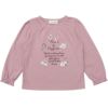 子供服 女の子 ティーカップ ＆ スイーツ ロゴ 刺繍 袖フリル Tシャツ ピンク(02) 正面
