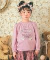 子供服 女の子 ティーカップ ＆ スイーツ ロゴ 刺繍 袖フリル Tシャツ ピンク(02) モデル画像1