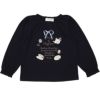 子供服 女の子 ティーカップ ＆ スイーツ ロゴ 刺繍 袖フリル Tシャツ ネイビー(06) 正面