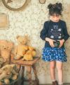 子供服 女の子 ティーカップ ＆ スイーツ ロゴ 刺繍 袖フリル Tシャツ ネイビー(06) モデル画像4