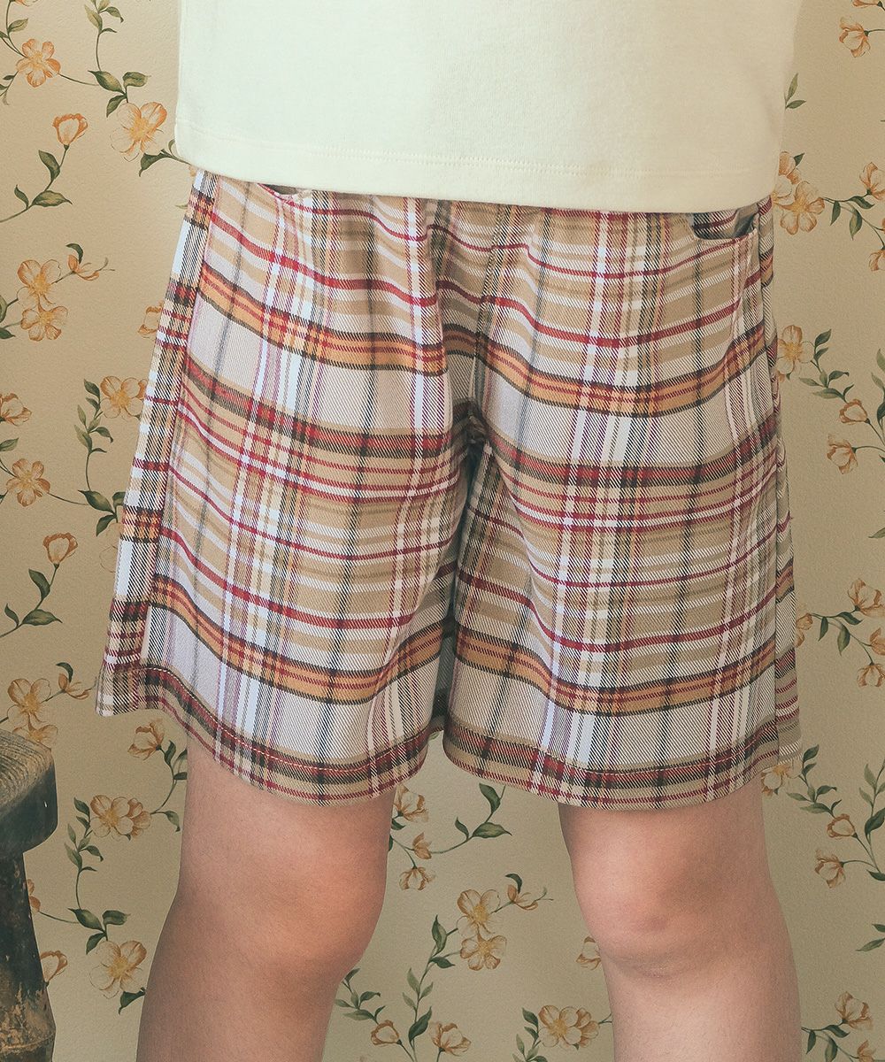 子供服 女の子 モダン チェック柄 ポケットつき キュロットパンツ