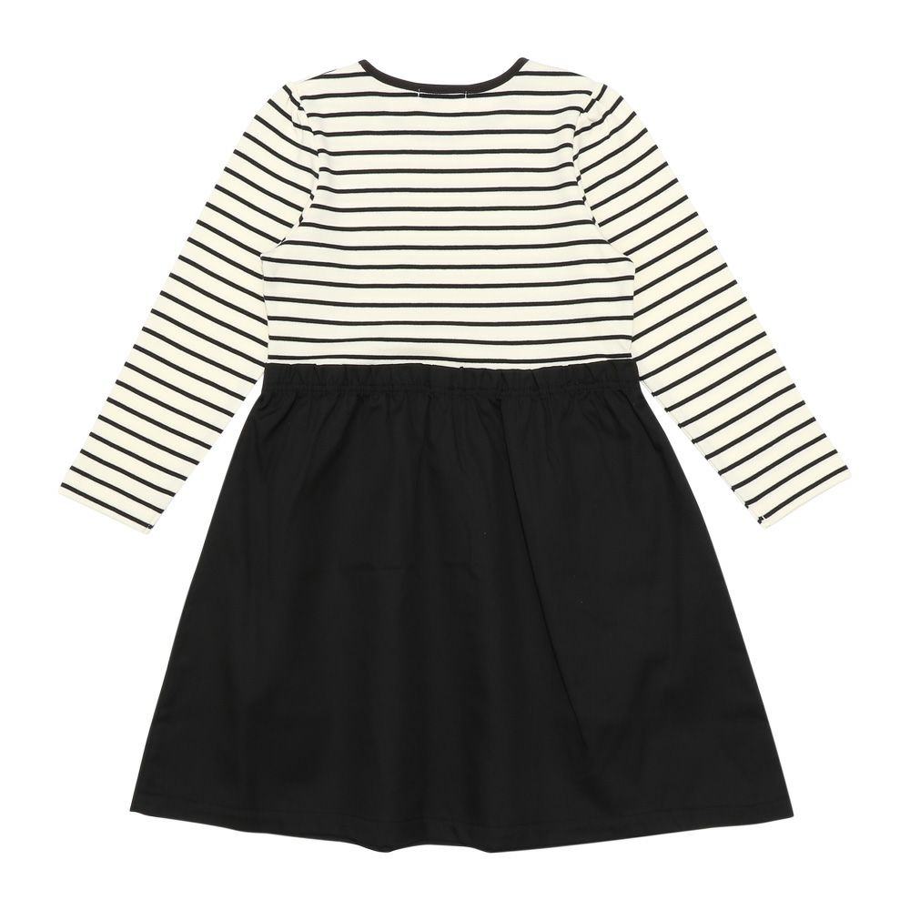 ベビー服 女の子 音楽会モチーフ ボーダー柄 ドッキングワンピース ホワイト×ブラック(10) 背面