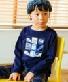 ベビー服 男の子 電車ワッペン＆プリント 乗り物シリーズTシャツ ネイビー(06) モデル画像アップ