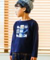 ベビー服 男の子 電車ワッペン＆プリント 乗り物シリーズTシャツ ネイビー(06) モデル画像全身