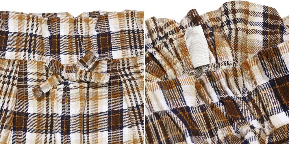 子供服 女の子 綿100％ チェック柄パンツ ベージュ(51) デザインポイント2