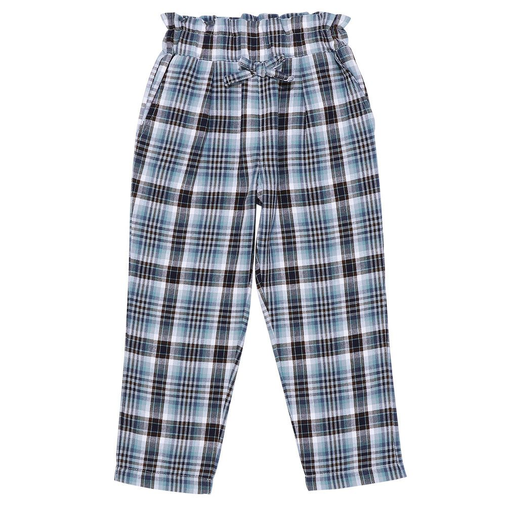 子供服 女の子 綿100％ チェック柄パンツ ブルー(61) 正面