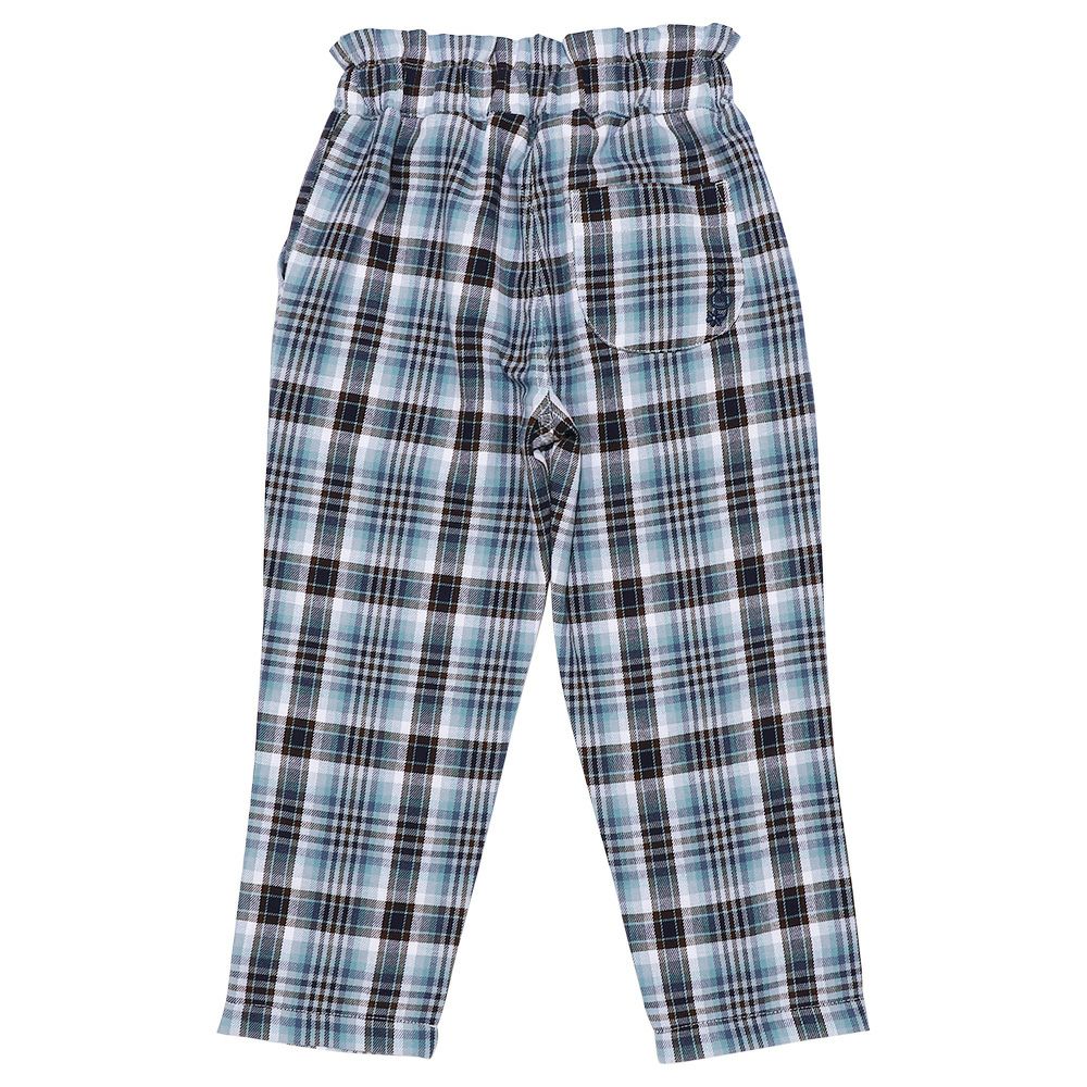 子供服 女の子 綿100％ チェック柄パンツ ブルー(61) 背面