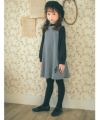 ベビー服 女の子 千鳥柄 音符刺? ワンピース ホワイト×ブラック(10) モデル画像アップ