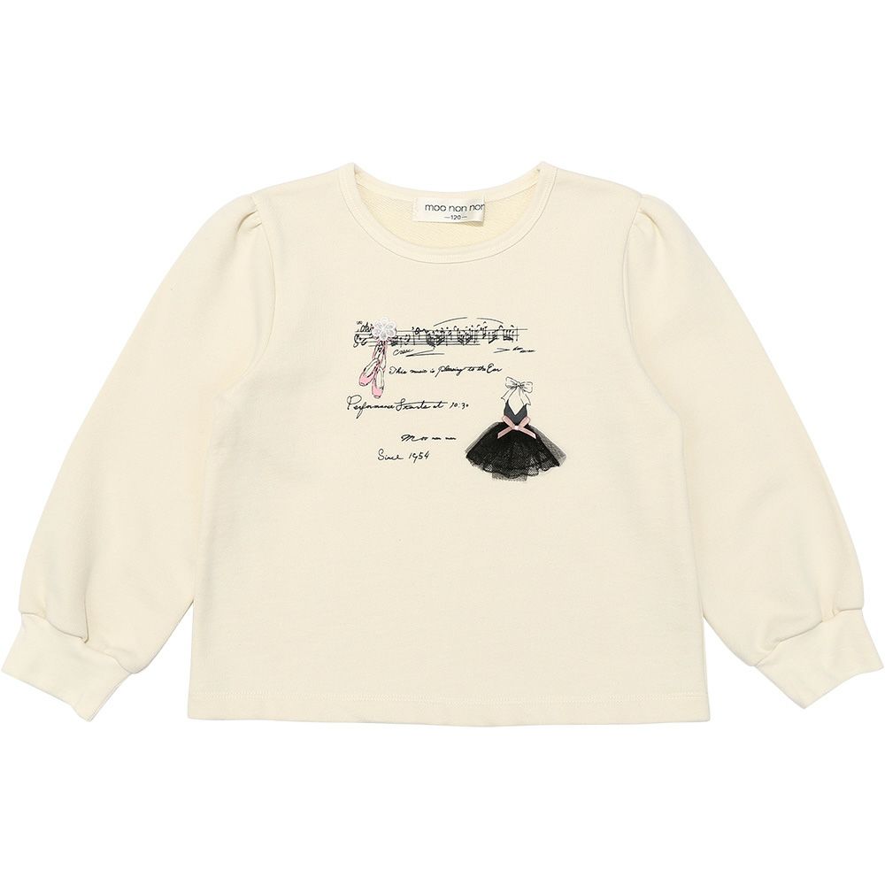 子供服 女の子 リボン ドレス 音符 ロゴプリント トレーナー アイボリー(12) 正面